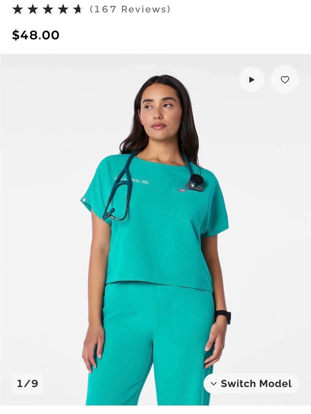 Figs Lagoon Arua Cropped Scrub Top NWT Size Small